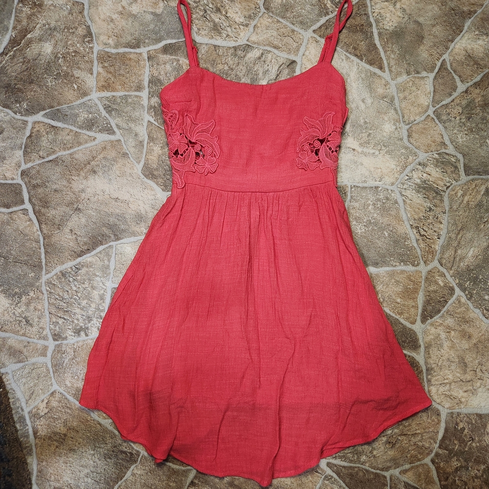 Socialite Coral Midi Dress with Floral Detail